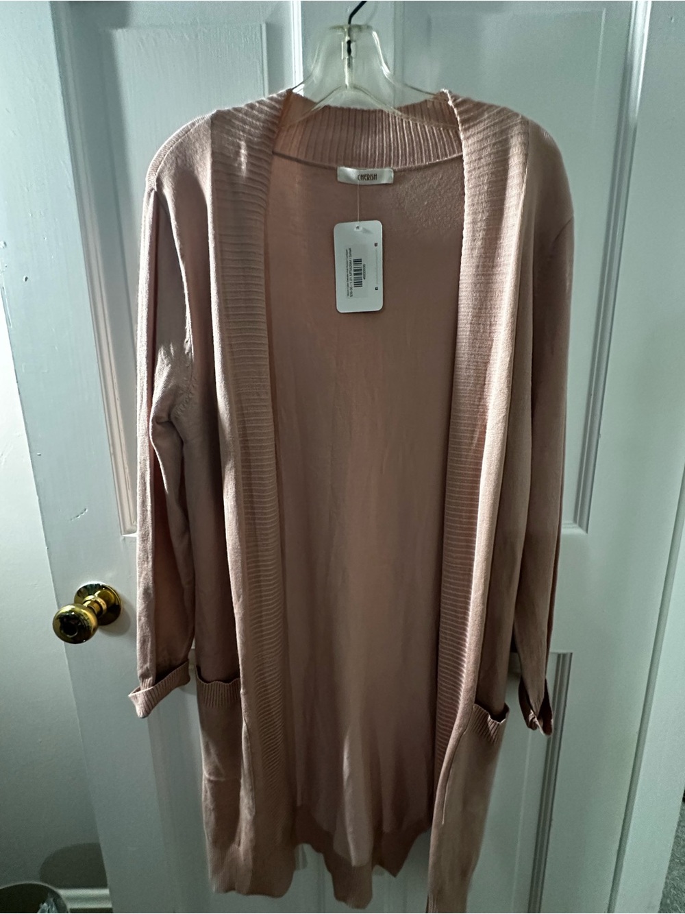 Open-Front Longline Women's Cardigan Sweater - Dusty Rose